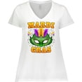 thumbnail image 3 of Inktastic Mardi Gras with Green Masquerade Mask Women's Plus Size V-Neck T-Shirt, 3 of 5