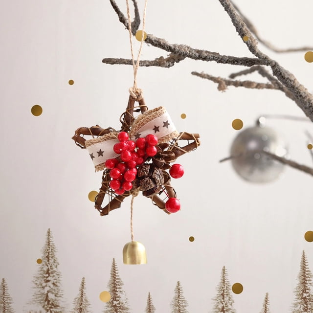 Adorno Navideño: Mini Corona Colgante para Puerta, Árbol de Navidad, Bastones, Decoración Navideña. Pequeños Accesorios para Fiestas. | Plástico Marrón, 10 X 10 X 4 Cm | Ligero, para Interiores y Ext