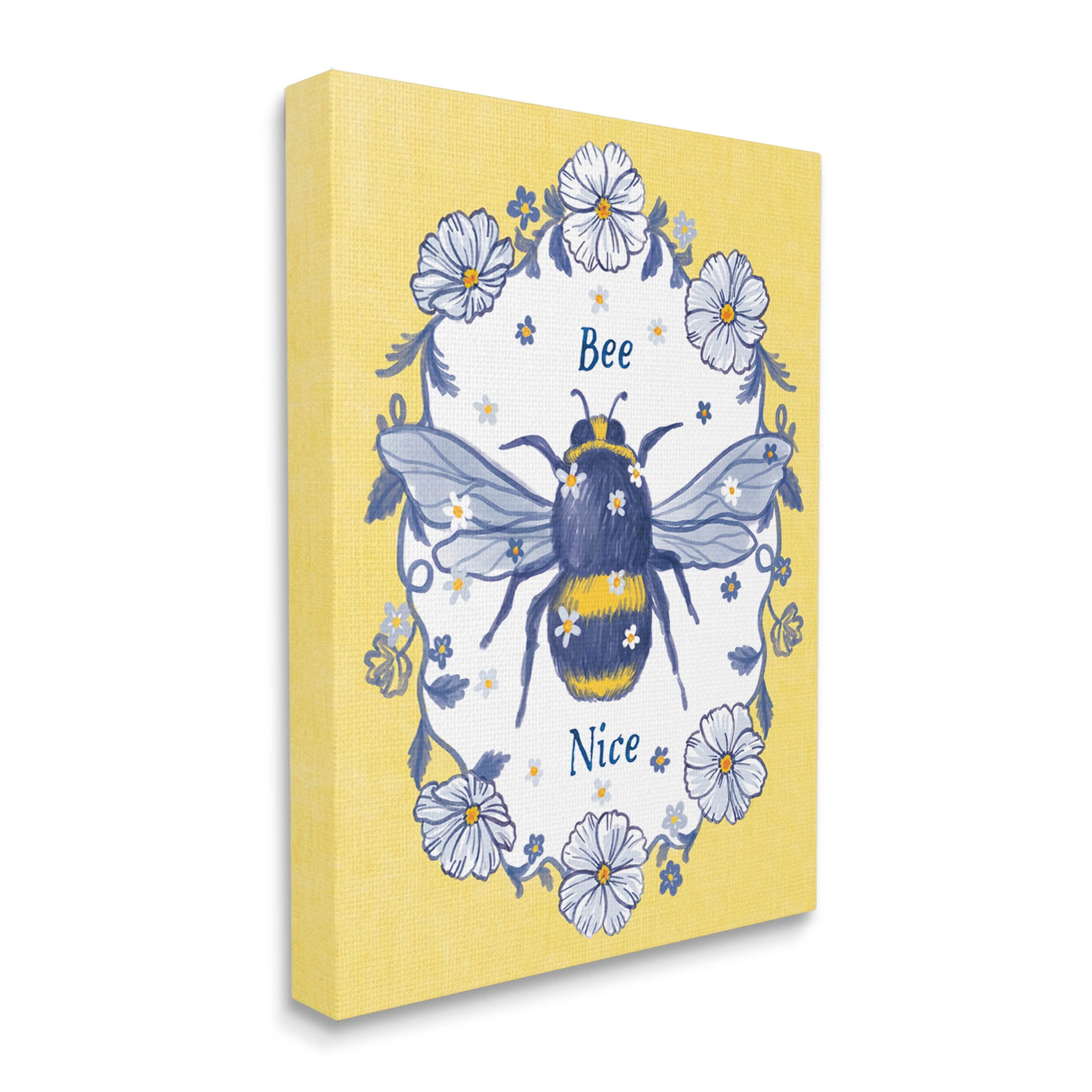 Bee Nice Floral Insect Wreath Animals & Insects Graphic Art Gallery Wrapped Canvas Print Wall Art