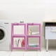 thumbnail image 2 of Estante de almacenamiento de plástico multicapa para aterrizaje de baño, estante de almacenamiento para baño (rosa), 2 of 8