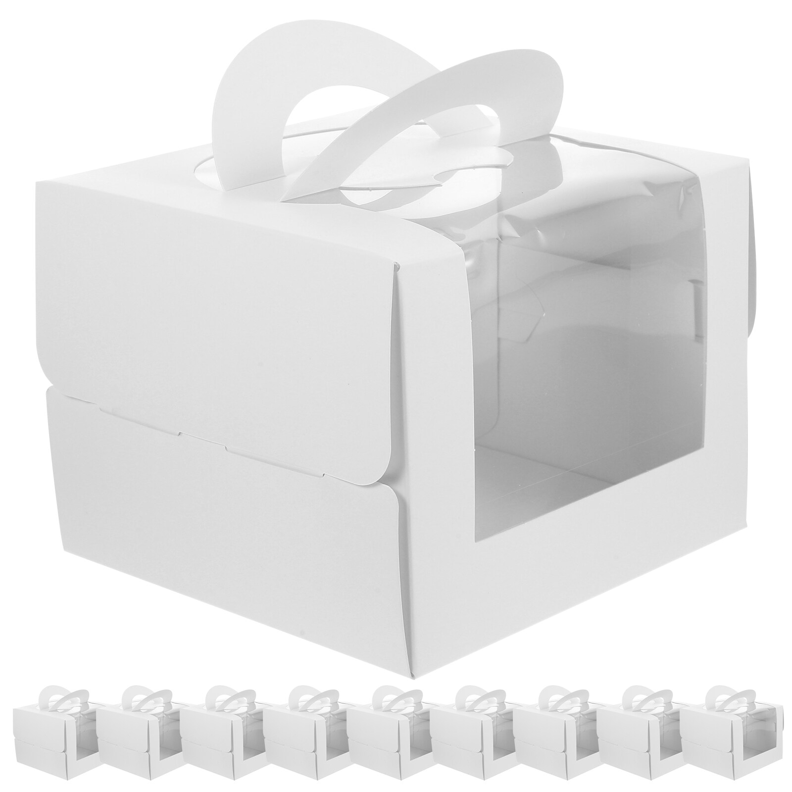 10pcs Portable Cake Boxes Clear Cake Packing Boxes with Window Cupcake