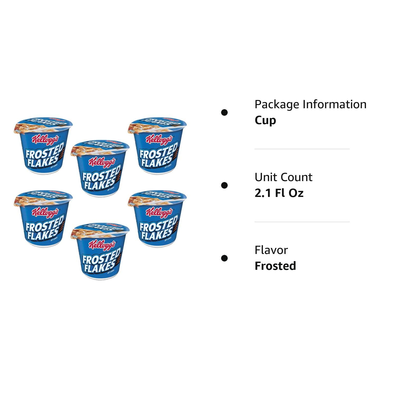 Products -  - Breakfast Cereal, Frosted Flakes, Single-Serve 2.1oz Cup, 6 Cups/Box - Sold As 1 Box - Individual servings, super-size-to-go cups.