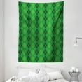 thumbnail image 1 of Irish Tapestry, Antique Tartan Inspired Symmetrical Checkered Diamond Line Plaid Fashion, Wall Hanging for Bedroom Living Room Dorm Decor, 60W X 80L Inches, Green Dark Green Yellow, by Ambesonne, 1 of 2