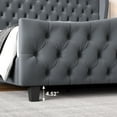 Homfa King Size Bed Frame, Modern Velvet Tufted Upholstered Platform