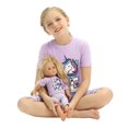 thumbnail image 7 of HDE Girls Unicorn Pajamas with Matching Doll Outfit Cotton Pajama Set for Girls Unicorn Love 10, 7 of 7