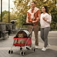 thumbnail image 2 of YRLLENSDAN Dog Stroller for Small Dogs 35 lbs Cat Stroller Pet Strollers Waterproof Portable Travel Cat Dog Stroller with Cup Holder, Red, 2 of 7