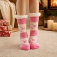 thumbnail image 4 of Lumtrix Women's & Men's Christmas Fuzzy Slipper Socks with Grippers Super Soft Warm Fleece Lined Cozy Home Socks Winter Gifts L One Size, 4 of 5