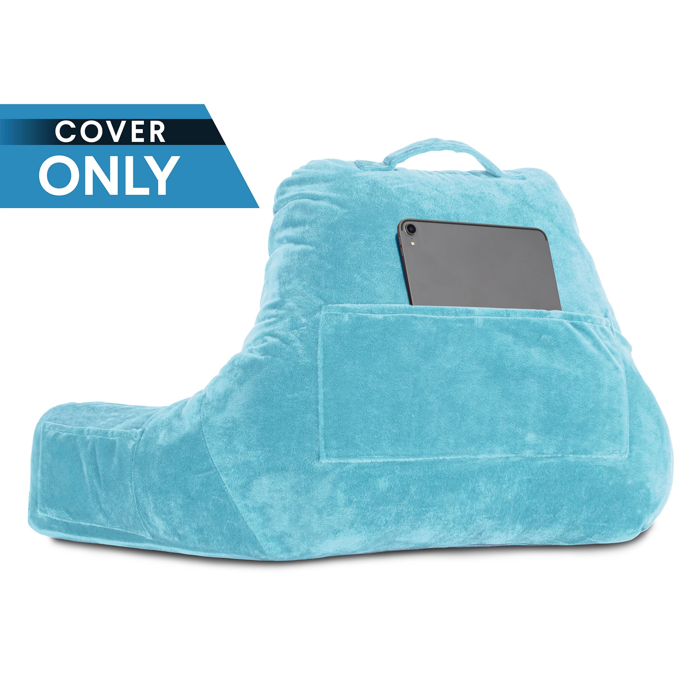 Husband Pillow Original Standard+ Pillow Cover Only Carolina Blue Color - Wash / Removable Replacement Soft Microplush Pillow Case for Standard Size Reading Pillow w/ Long Zipper, Back & Side Pockets