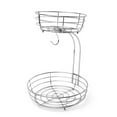 thumbnail image 1 of Gkeoshab Food Storage 2 Tier Metal Fruit Baskets With Banana Tree Detachable Holder For Kitchen Countertop (Silver) Home & Garden, 1 of 4