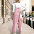 thumbnail image 4 of HaHaHappy Overalls for Women Loose Fit Jean Denim Bib Jumpsuit Stretch Overall Pants Pink XL, 4 of 7