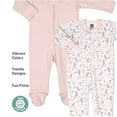 thumbnail image 4 of The Peanutshell Sleep n Play Footed Baby Pajamas Sleepwear Set, 0-3 Months, Pink Floral, 3-Pack, 4 of 6