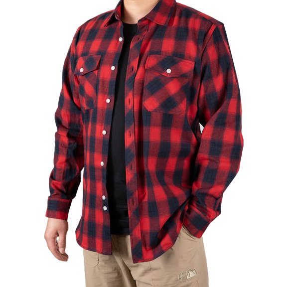 COOPLUS Mens Button-Down Shirt Paild Cotton Long Sleeves Shirts for Men Casual Pocket Shirt