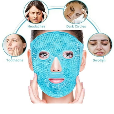 Puseky Ice Gel Beads Face Mask Pack - Reduce Puffiness, Dark Circles | Hot/Cold Compress for Face Spa, Migraines, Headaches, Stress | Cooling Face Mask for Women's Skin Care (Blue)