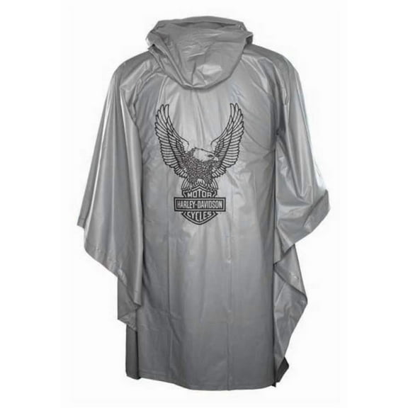 Harley-Davidson Up-Winged Eagle Waterproof Vinyl PVC Rain Poncho, Gray RP32854, Harley Davidson