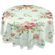 SKYSONIC Flower Round Tablecloth 60 inch Waterproof Tablecloth Stain Resistant and Wrinkle Decorative Patio Table Cloths for Kitchen Dinning Room Party Home Garden Picnic