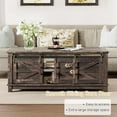 thumbnail image 3 of VanAcc Farmhouse Coffee Table with Sliding Barn Doors, 48" Living Room Table with Storage Adjustable Shelves, Rustic Wood Rectangular, Dark Rustic Oak, 3 of 7