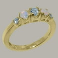 thumbnail image 2 of LBG British Made 10k Yellow Gold Natural Aquamarine & Opal Womens band Ring - 33 size options - Size 10, 2 of 6
