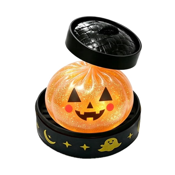 Halloween Pumpkin Dumpling Squishy, Halloween Pumpkin Stress Ball Soft Stretch Squeeze Toy, Palm Size Desk Halloween Decorations, Autism Sensory Stress Relief Holiday Gifts Orange