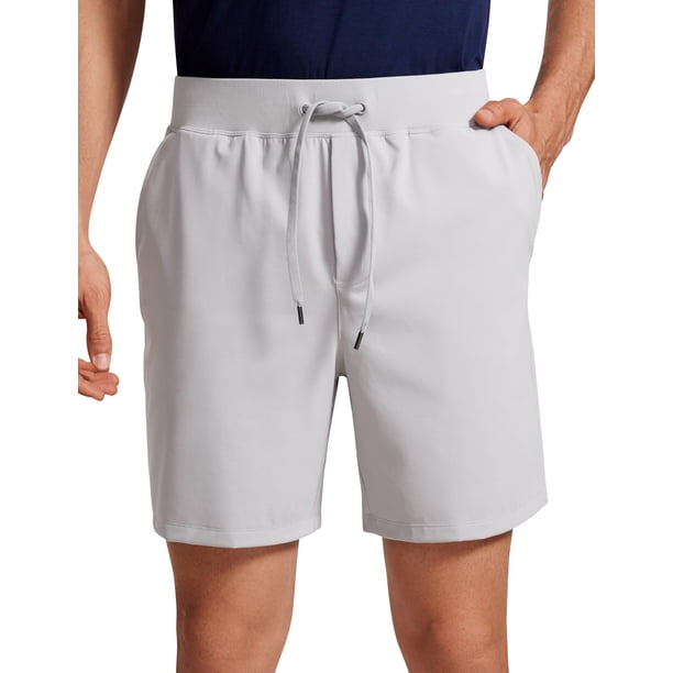 Shorts CRZ YOGA para Hombre 7" de Lycra Cuádruple Estiramiento Gris Platino Talle L
