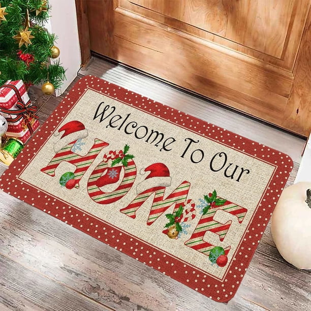 Felpudo de cocina navideño - Tapete de suelo antideslizante lavable para fregadero y entrada, Red Flock 23,6x15,7 pulgadas