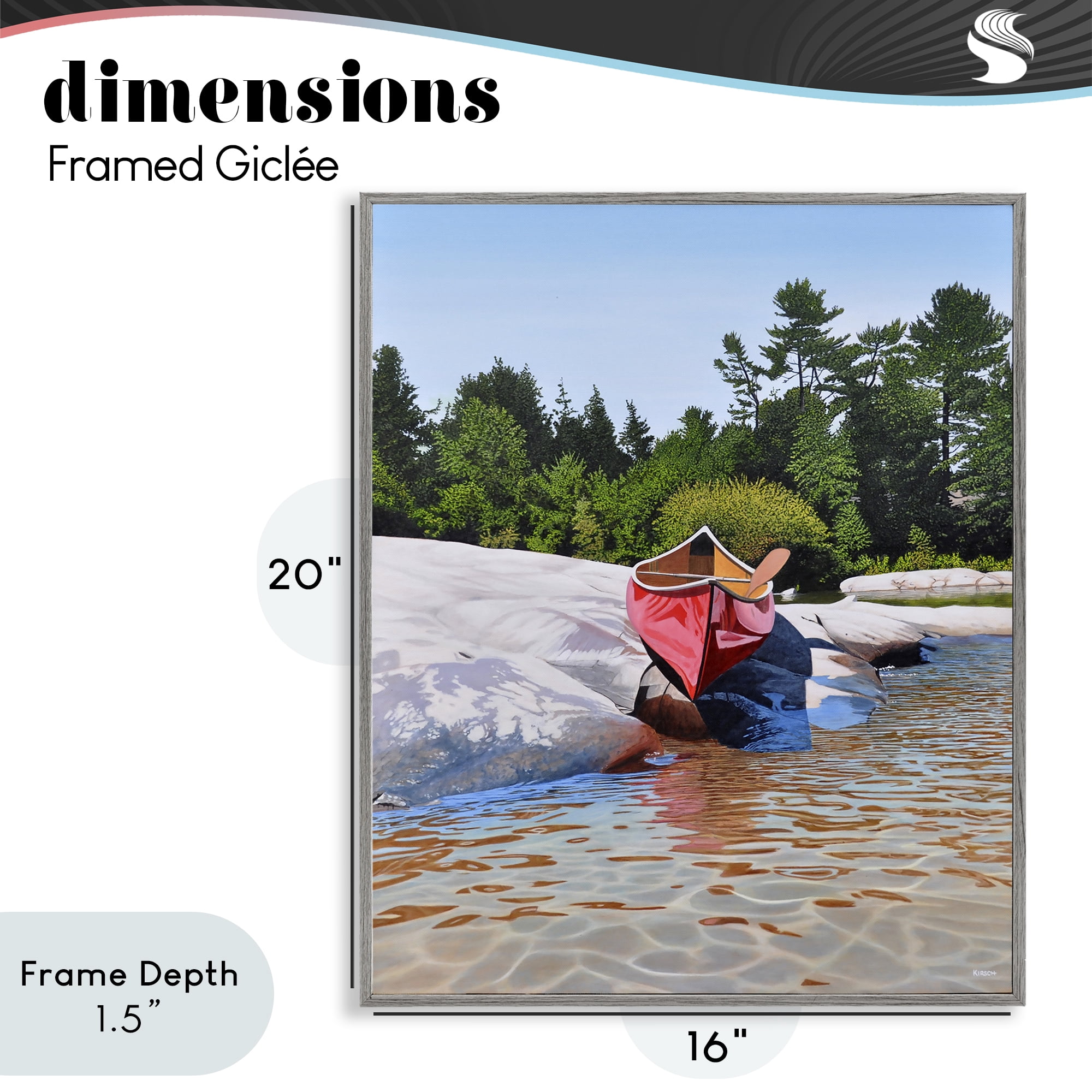 Stupell Industries Canoe at Water's Edge Gray Framed Giclee Art, design by Kenneth M Kirsch