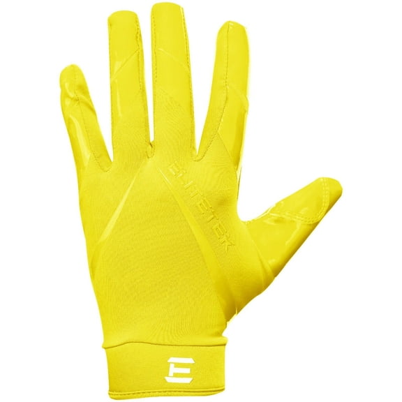 Men's Football Gloves - EliteTek RG-14 Super Tight Fitting Football Gloves (Yellow, M)