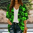 thumbnail image 2 of Levmjia Womens Cardigan Fashion 3/4 Sleeves St. Patrick's Day Printed Open Front Loose Cover Up Beach Blouse Casual Lightweight Shawl Vacation Spring Summer, 2 of 7