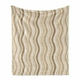 thumbnail image 1 of Tan Soft Flannel Fleece Blanket, Wavy Curvy Lines Flowing in Vertical Direction Swirl Energy Motion Inspired, Cozy Plush for Indoor and Outdoor Use, 70" x 90", Pale Brown Tan White, by Ambesonne, 1 of 6