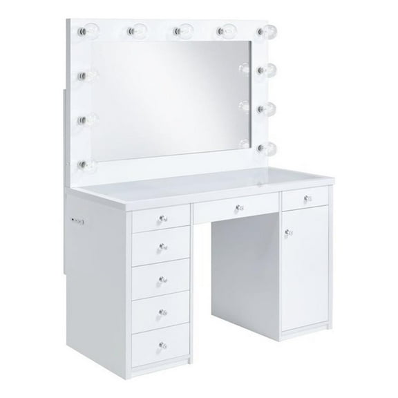 Picket House Furnishings Adeline 2-Piece Transitional Glass Vanity Set in White