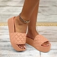 thumbnail image 2 of Platform Slip on Sandals for Women 2025 Summer Beach Casual Open Toe Home House Slides Indoor Outdoor, 2 of 9