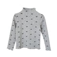thumbnail image 2 of ZHOGXU Big Kids Girls T Shirt Long Sleeve Lettuce Trim Cartoon Print Comfortable Breathable Bottoming Tops For Daily Wear Grey 12-18 Months, 2 of 9