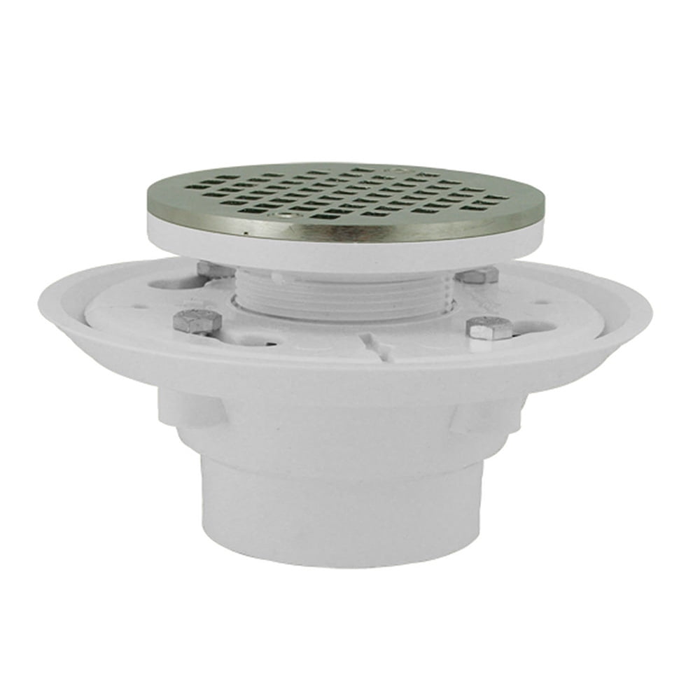 4" PVC Shower Drain/Floor Drain with Chrome Plated Cast Round Strainer