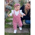 thumbnail image 4 of Cjfdfy Newborn Baby Girl Christmas Fall Clothes Set Christmas Plaid Striped Ruffle Long Sleeve Ribbed Jumpsuit Bow Headband Infant Cute Christmas Fall Winter Outfit 0-18 Months, 4 of 9