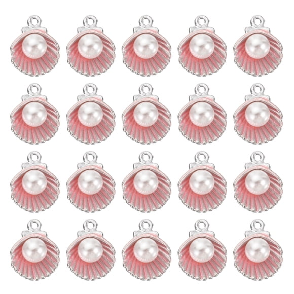 Unique Bargains Shell Pendants Faux Pearl Drops, 50 Pack Imitation Pearl Pendant for Jewelry Making, Pink