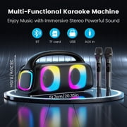 JYX Bluetooth Speaker, 60W Powerful Sound Party Speaker with RGB Light, Portable Speaker with 2 Wireless Microphone