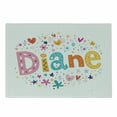 thumbnail image 1 of Diane Cutting Board, Arrangement of Letters Girl Name with Geometric Shapes Circles Rhombuses, Decorative Tempered Glass Cutting and Serving Board, Small Size, Multicolor, by Ambesonne, 1 of 1