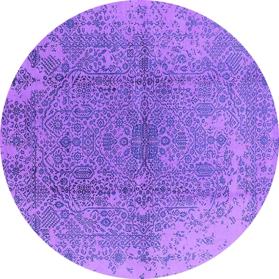 Ahgly Company Indoor Round Oriental Purple Industrial Area Rugs, 3' Round