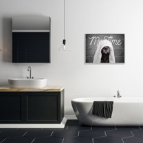 Stupell Industries Me Time Pet Dog Bathroom Portrait Graphic Art Framed Art Print Wall Art, 30x24, By Adobe Stock