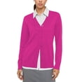 thumbnail image 2 of Uvplove Women Long Sleeve Soft Basic Knit Cardigan Sweater,Hot Pink,XL,(S-3XL), 2 of 9