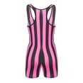 thumbnail image 2 of YONGHS Men Striped Wrestling Singlet Bodysuit Weight Lifting Stretchy Workout Sportwear Jumpsuit Hot Pink XXL, 2 of 7