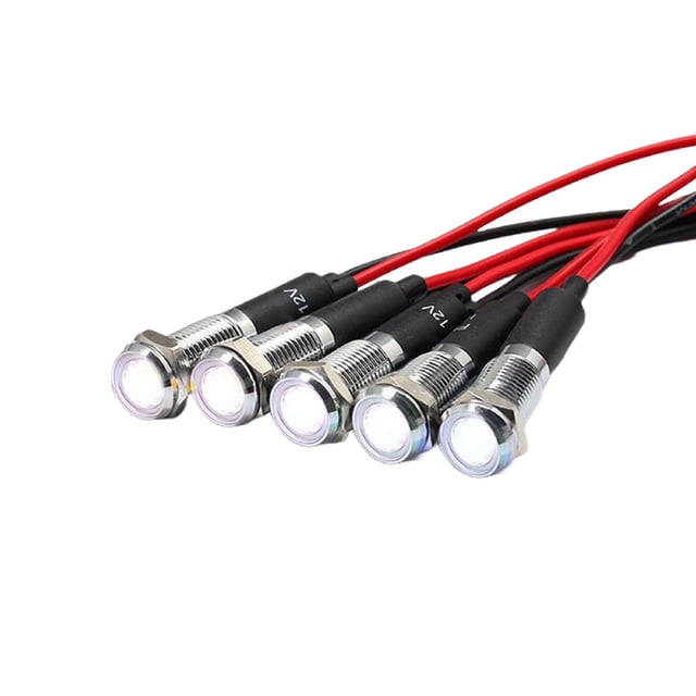 Pack Of 5 8Mm Metal Indicator Light Small Equipment Led 12V Sound Signal Light White Mingyqi