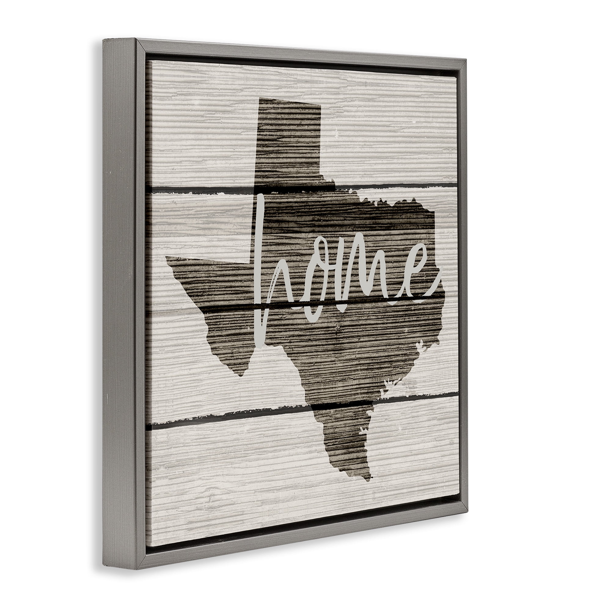 Stupell Industries Texas Rustic Typography Map Town & City Painting Gray Floater Framed Canvas Art Print Wall Art, 25 x 25