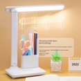 thumbnail image 3 of Lampe de Bureau LED pour Étude Étudiante avec Protection des Yeux, Contrôle Tactile, Modes Rechargeable et Branchable, Design Pliable, Tête Rotative, et Réglage de la Luminosité/température à 3 Niveaux – Idéale pour Lecture en Dortoir, 3 of 6