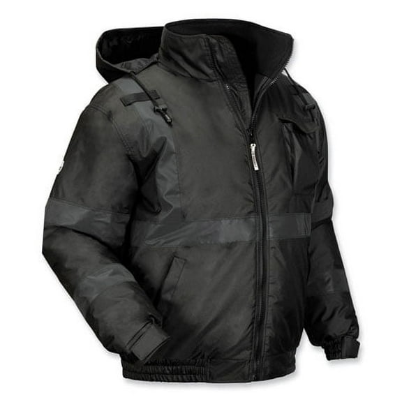 Ergodyne GloWear 8377EV Thermal-Enhanced Visibility Quilted Bomber Jacket, Large, Black