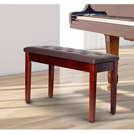 Zimtown Leather Padded 2 Person Piano Bench With Storage Bench