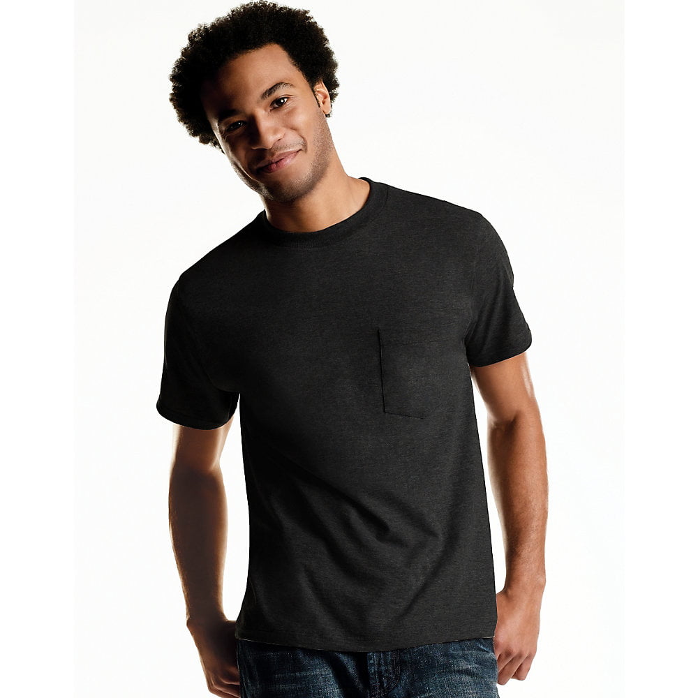 Details about   Hanes Mens Tee Shirt XL Comfort Soft Black Pocket Short Sleeve 