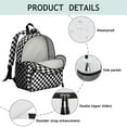 thumbnail image 4 of Black and White Checkered Backpack Backpack for School,Cute School Bag,Schoolbag with Adjustable Shoulder Straps & Padded Back,13.8"x11.4"x6", 4 of 6