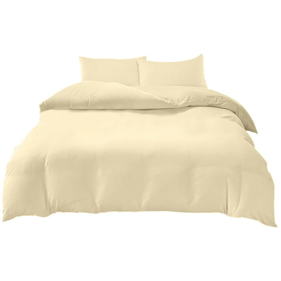 4-Piece Washed Cotton Feel Polyester Bedding Set with Quilt Cover, Fitted Sheet, and Pillowcases for Dorm Beds