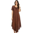 thumbnail image 5 of Sakkas Helena Embroidered Nightgown / Women Sleepwear with Eyelet Sleeves - Chocolate - One Size Regular, 5 of 5