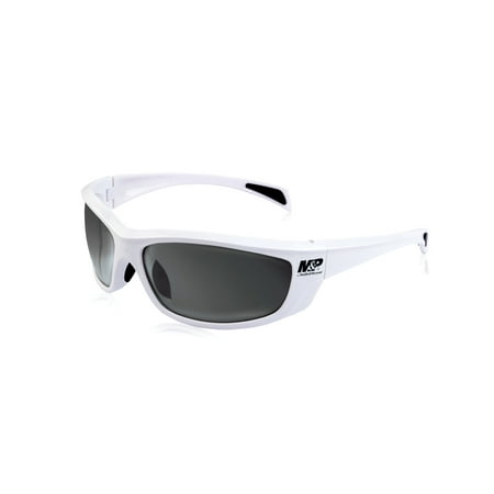 M&P Whitehawk Shooting Glasses White Frames, Smoke Mirror Lens